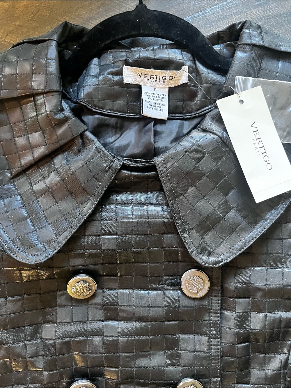 VERTIGO PARIS Metallic Jacket Coat - Black Size S NWT